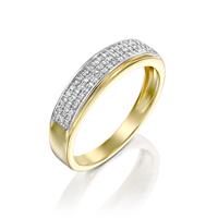 טבעת עוצמת היהלומים משובצת יהלומים בזהב לבן או צהוב 14 קראט