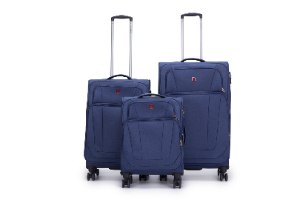 סט 3 מזוודות SWISS ALPS בד קלות וסופר איכותיות - צבע כחול כהה