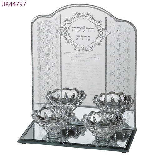 פמוטי זכוכית עם הדלקת נרות "עיטורים" 8*20 ס"מ