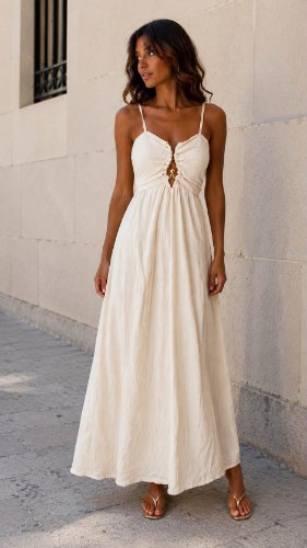 שמלת מחשוף צבע אבן