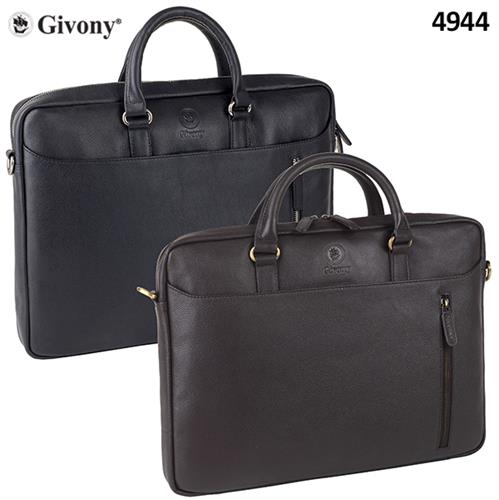 תיק עור איכותי ללטפטופ מבית GIVONY גבעוני 41x30x7ס"מ שחור,תא מרכזי אחד, רצועת כתף ורצועת כתף + שתי ידיות מתאים למחשב נייד עד גודל 15.6" דגם GV-4944