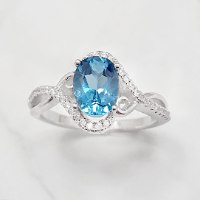 טבעת מכסף משובצת אבן טופז כחולה  ואבני זרקון RG1839 | תכשיטי כסף 925 | טבעות כסף