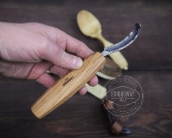 סכין מעוקלת לגילוף כפות מס 4 שמאל עבודת יד strong way
