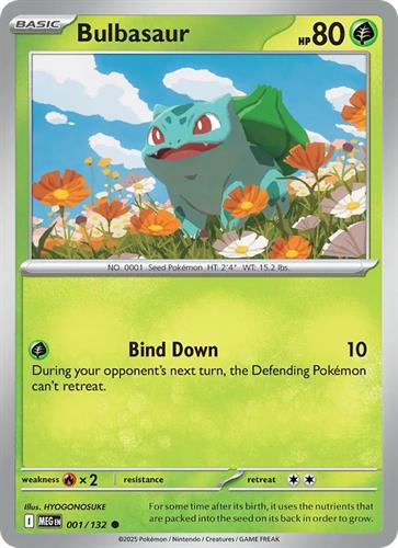 קלף בודד single פוקימון - bulbasaur - Mega Evolution - 001/132