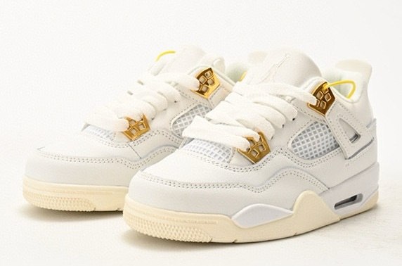 נעלי אייר ג'ורדן ילדים Nike Air Jordan 4 Retro לבן זהב