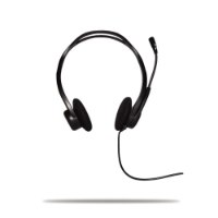 אוזניות עם מיקרופון Logitech 960 USB – אוזניות שחורות עם קשת ראש כריות אוזניים ומיקרופון מובנה מוצגות על רקע לבן