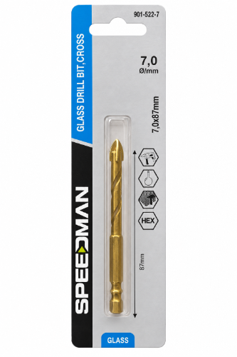 מקדח לזכוכית וקרמיקה ⁦SPEEDMAN⁩ – ⁦7×87⁩ מ״מ