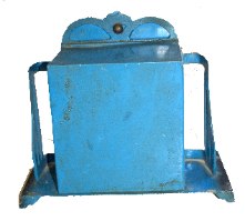 קופסת מתכת לתפילין, מתנה לחתן הבר מצווה, בצורת לוחות הברית, צבע כחול, וינטאג' ישראל שנות ה- 50