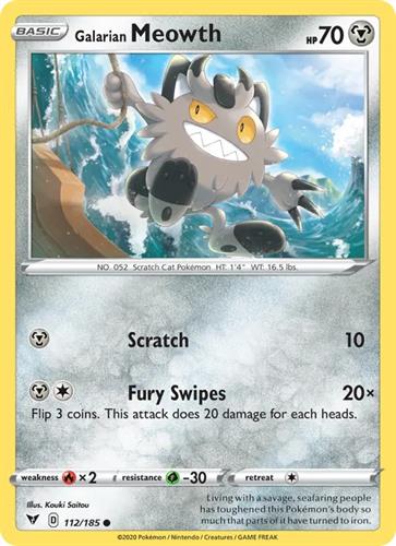קלף בודד single פוקימון - galarian meowth - Vivid Voltage - 112/185