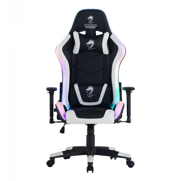 כיסא גיימינג Dragon Space עם תאורת RGB שחור לבן