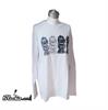 חולצה ארוך צווארון עגול לבן -  - חולצה לקיץ מקומית הדפס גראפי נעול צבע שחור