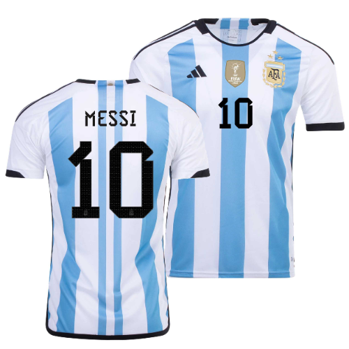 חולצת משחק ארגנטינה בית 2022 - שלושה כוכבים - זוכת המונדיאל - ליונל מסי