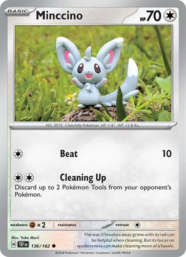 קלף בודד single פוקימון - minccino - Temporal Forces - 136/162
