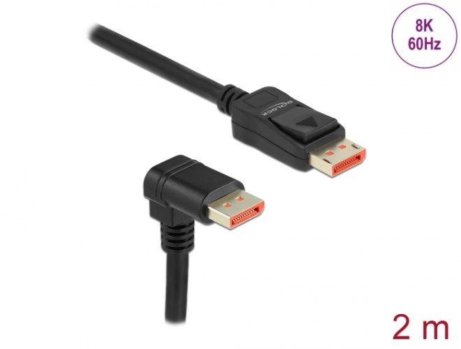 כבל מסך Delock DisplayPort 1.4 HDR Cable 90° Downwards angled 8K 60 Hz 2 m