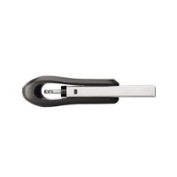 זיכרון נייד SanDisk iXpand Flash Drive Go 128GB – פריט בודד שחור וכסוף במבט צידי על רקע לבן