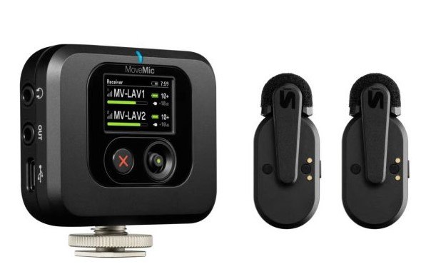 ערכת מיקרופונים אלחוטיים Shure MoveMic Two Receiver Kit לטלפון, מצלמה ומחשב