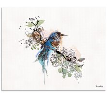 ציור של ציפור כחולה צבעי מים
