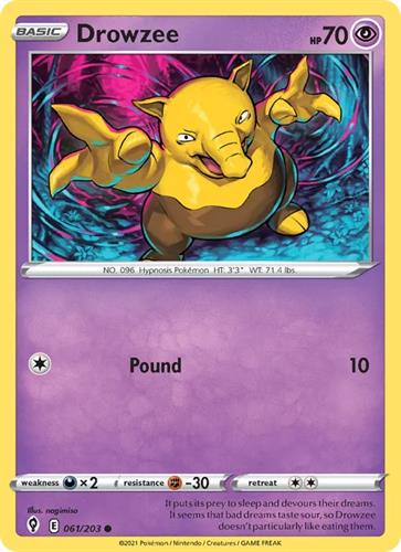 קלף בודד single פוקימון - drowzee - Evolving Skies - 061/203
