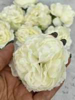 4 פרחי משי אדמונית 9 סמ לקישוט עוגה- צבע לבן