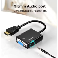 מתאם HDMI ל-VGA נקבה כולל כבל אודיו
