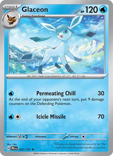 קלף בודד single פוקימון - glaceon - Prismatic Evolutions - 025/131