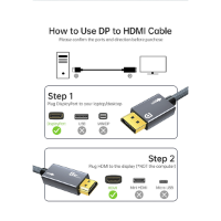 כבל תצוגה ULT-unite DP 1.4 TO HDMI 2.1 Cable 8K@60Hz Audio Video HDR 2M