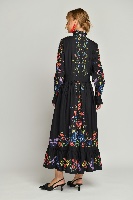 שמלה עיטורים פרחים שחור