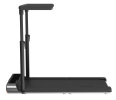 הליכון מתקפל +WalkingPad R3 Hybrid – המכשיר בצבע שחור-אפור מוצג במבט צד עם מעקה מורם