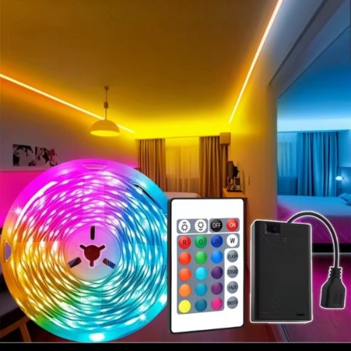 פס לד צבעוני עם שלט RGB מופעל על סוללות או USB
