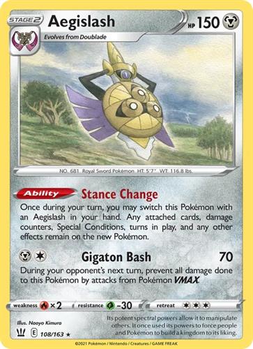 קלף בודד single פוקימון - aegislash - Battle Styles - 108/163