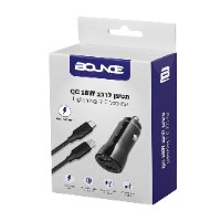 מטען לרכב יציאות USB + TYPE C עם כבל לאייפון