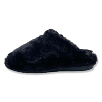 Feet Fun נעלי בית לנשים פיט פאן ללוש בצבע שחור בעיטור פרווה