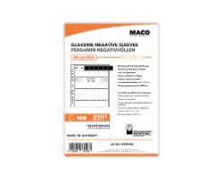 MACO Glassine Negative sleeves 35mm שרוולי אחסון 35מ"מ רחבים 7 פסים של 6 פריימים חבילה של 100 דף