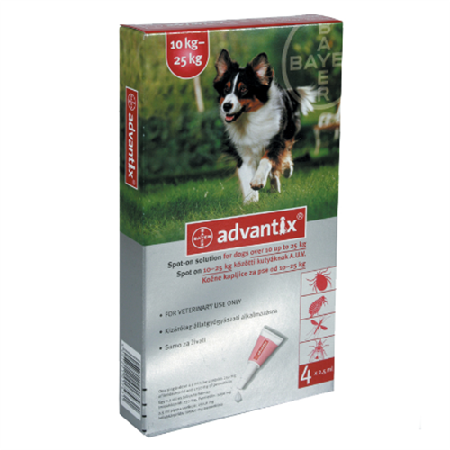 אמפולות אדונטיקס לכלב למניעל פרעושים וקרציות 10-25 ק"ג
