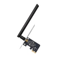 כרטיס רשת Tp-Link Archer T2E AC600 Pci Adapter – Wi-Fi כרטיס רשת שחור עם אנטנה בודדת מונח באלכסון על רקע לבן
