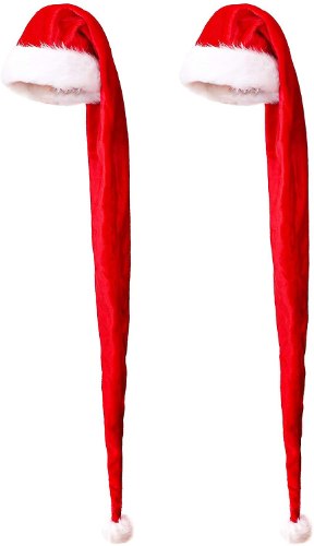 כובע סנטה אדום קטיפתי ארוך 160 ס''מ