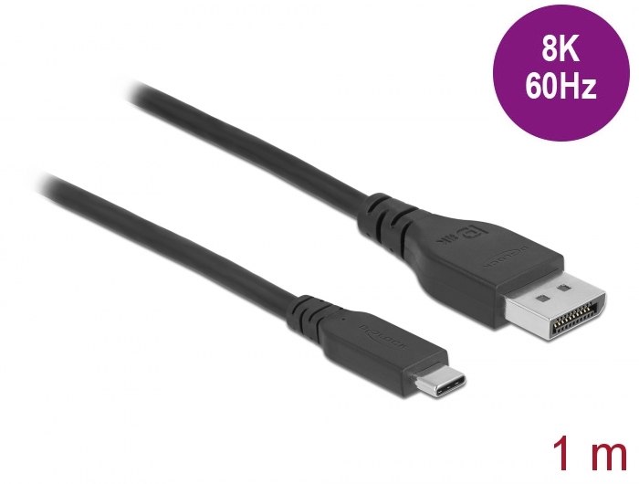 כבל מסך Delock Bidirectional USB Type-C to DisplayPort Certified Cable 8K 60 Hz 1 m