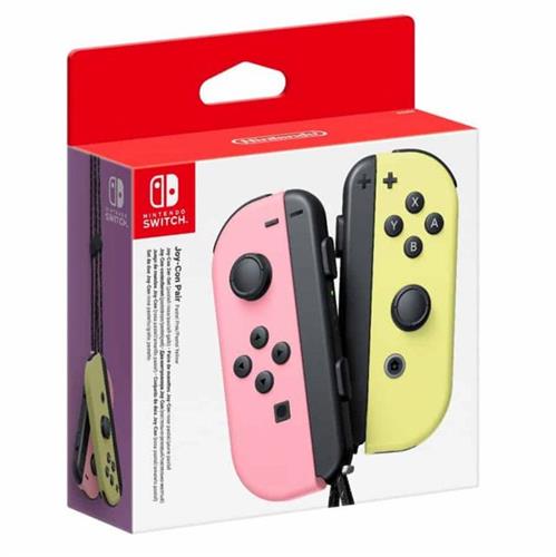 זוג שלטי ג'ויקון לNintendo Switch בצבעים ורוד וצהוב פסטל