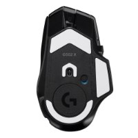 עכבר גיימינג צבע שחור Logitech G502 X – פריט בודד תחתית העכבר השחור עם רפידות גלישה לבנות