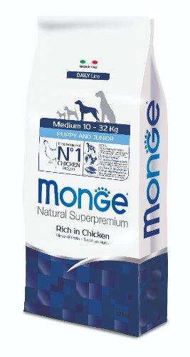 מונג גורים לכלב מגזע בינוני עוף ואורז 3 קג -MONGE MEDIUM PUPPY AND JUNIOR CHICKEN AND RICE