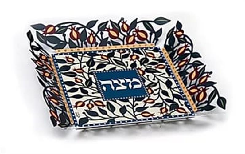 מגש מצה מעוטר רימונים קטנים