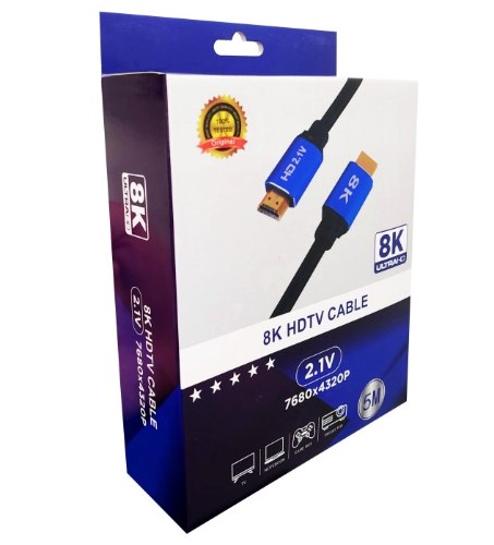 כבל HDMI פרימיום 2.1 תומך באיכות 8K - אורך 5 מטר
