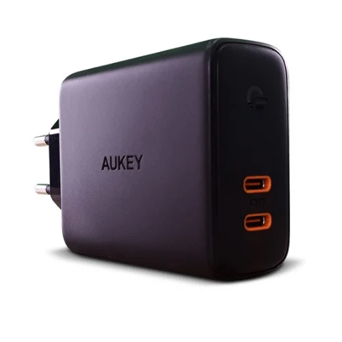 מטען קיר עם חיבור כפול Aukey Omnia Duo GaNFast Tech PD Type-C X 2 65W