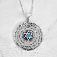 מגן דוד מכסף אנה בכוח בשילוב אופאל T6442