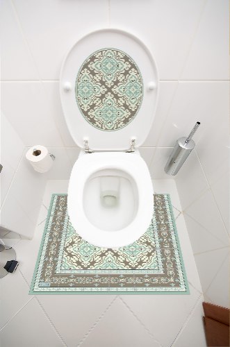 עיצוב איזור האסלה – מדבקה (39 ₪) שטיחון (88 ₪) סט (119 ₪) פושקר  TIVA DESIGN