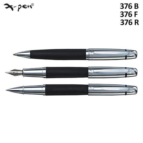 עט X-Pen פואם  גוף מכוסה דמוי עור שחור + ציפוי כרום כסוף מבריק  Poem  דגם XP-376