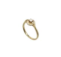 טבעת אירוסין זהב צהוב 14K יהלום מרכזי ויהלומים בהיקף MY10130120210