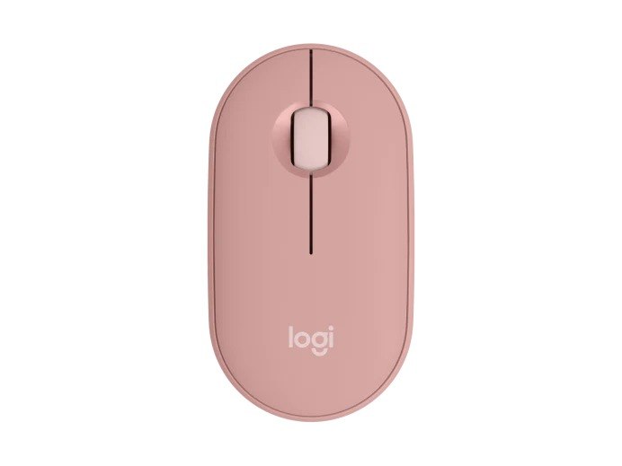 עכבר צבע ורוד Logitech Pebble 2 M350S – עכבר ורוד בודד נראה מלמעלה על רקע לבן Bluetooth