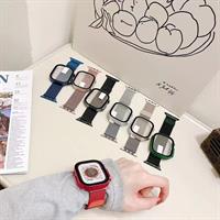 רצועה מתכתית משולבת מגן היקפי ל- Apple Watch 7/8/9 בקוטר 45mm