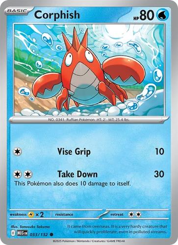 קלף בודד single פוקימון - corphish - Mega Evolution - 033/132